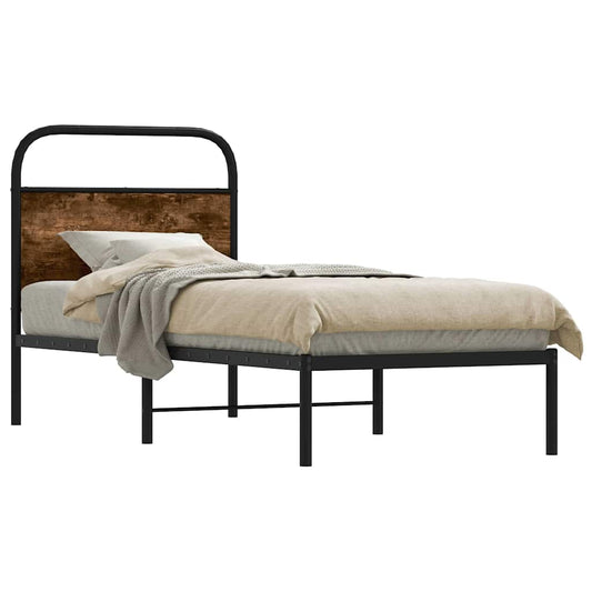 Bedframe zonder matras bewerkt hout gerookt eiken 75x190 cm is nu te koop bij PeponiXL, paradijselijk wonen!