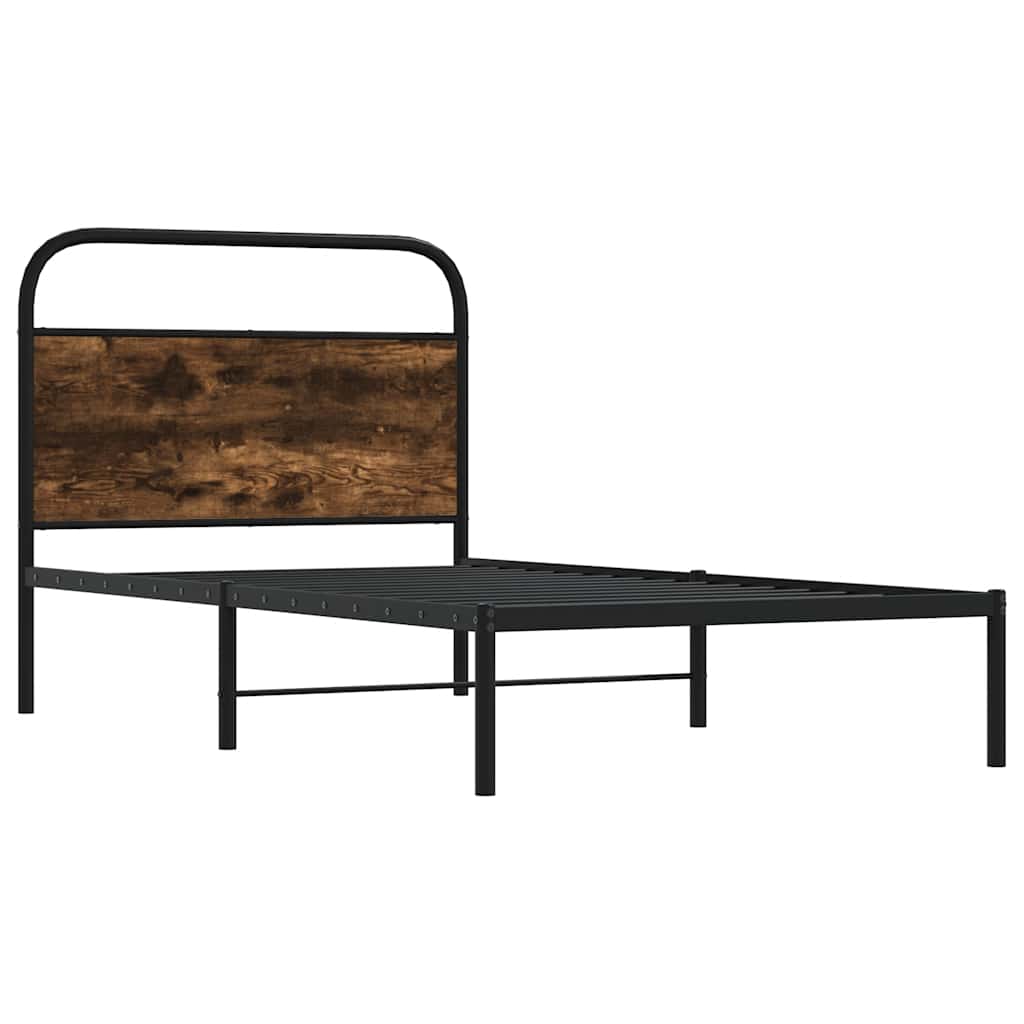 Bedframe zonder matras bewerkt hout gerookt eiken 90x190 cm is nu te koop bij PeponiXL, paradijselijk wonen!
