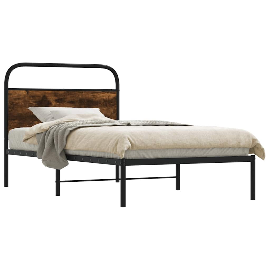 Bedframe zonder matras bewerkt hout gerookt eiken 100x190 cm is nu te koop bij PeponiXL, paradijselijk wonen!