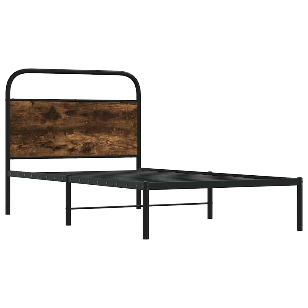 Bedframe zonder matras bewerkt hout gerookt eiken 100x200 cm is nu te koop bij PeponiXL, paradijselijk wonen!