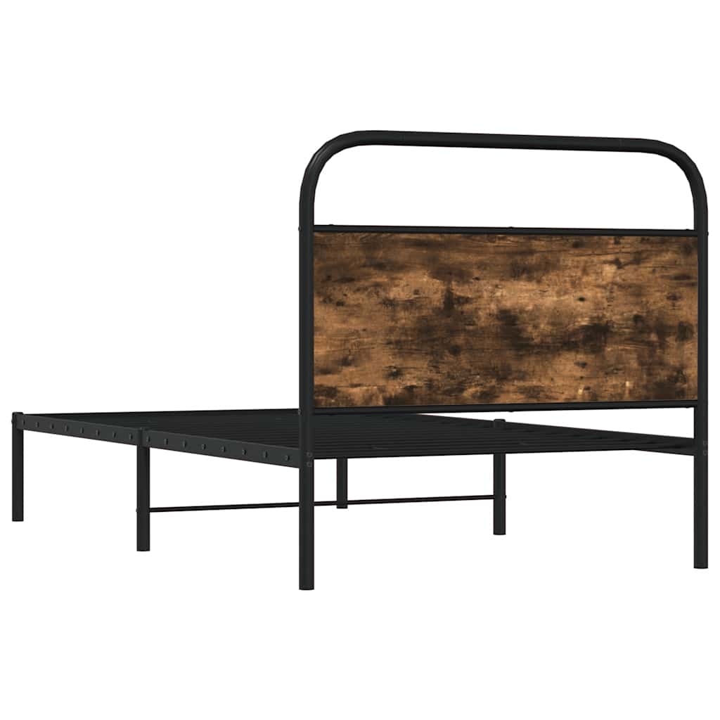 Bedframe zonder matras bewerkt hout gerookt eiken 100x200 cm is nu te koop bij PeponiXL, paradijselijk wonen!