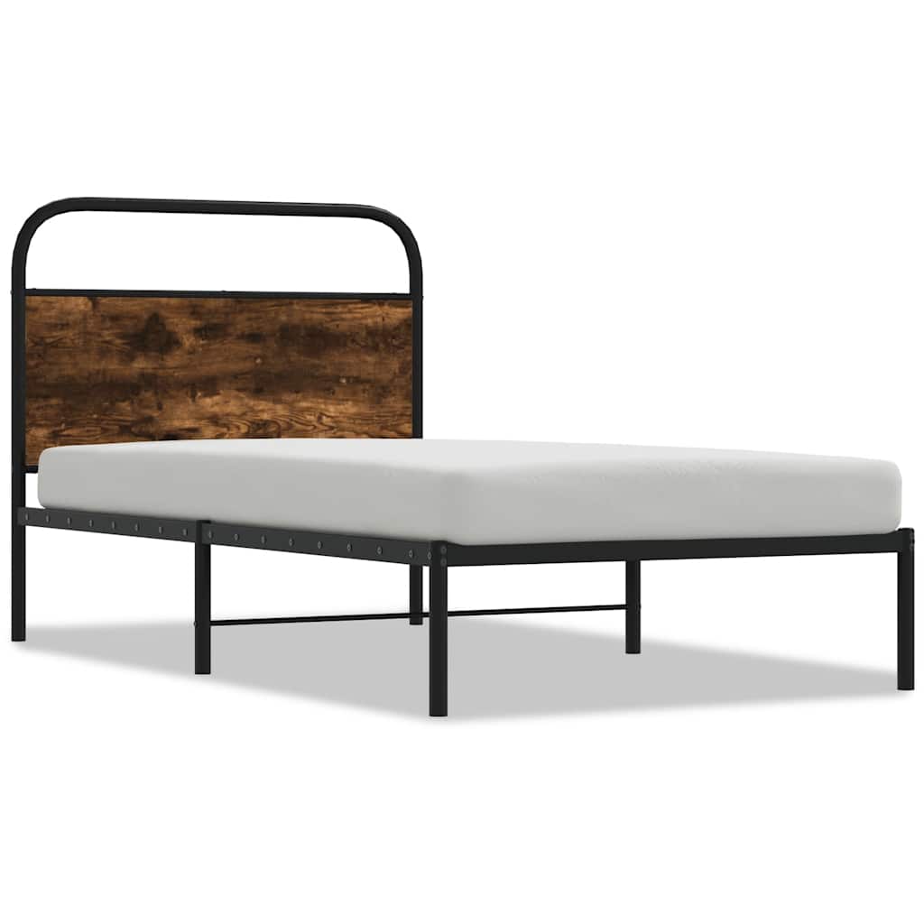 Bedframe zonder matras bewerkt hout gerookt eiken 107x203 cm is nu te koop bij PeponiXL, paradijselijk wonen!