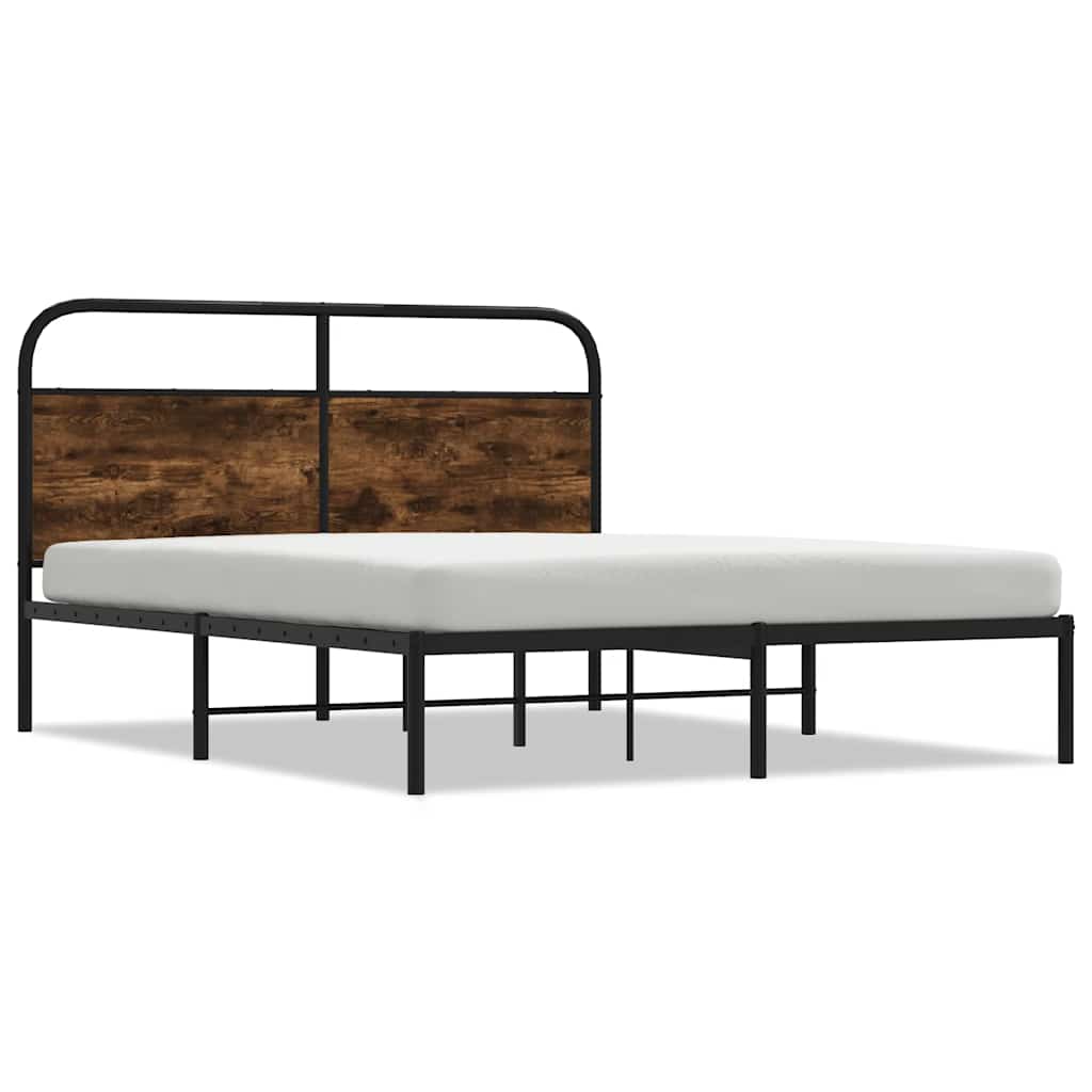 Bedframe zonder matras bewerkt hout gerookt eiken 120x190 cm is nu te koop bij PeponiXL, paradijselijk wonen!