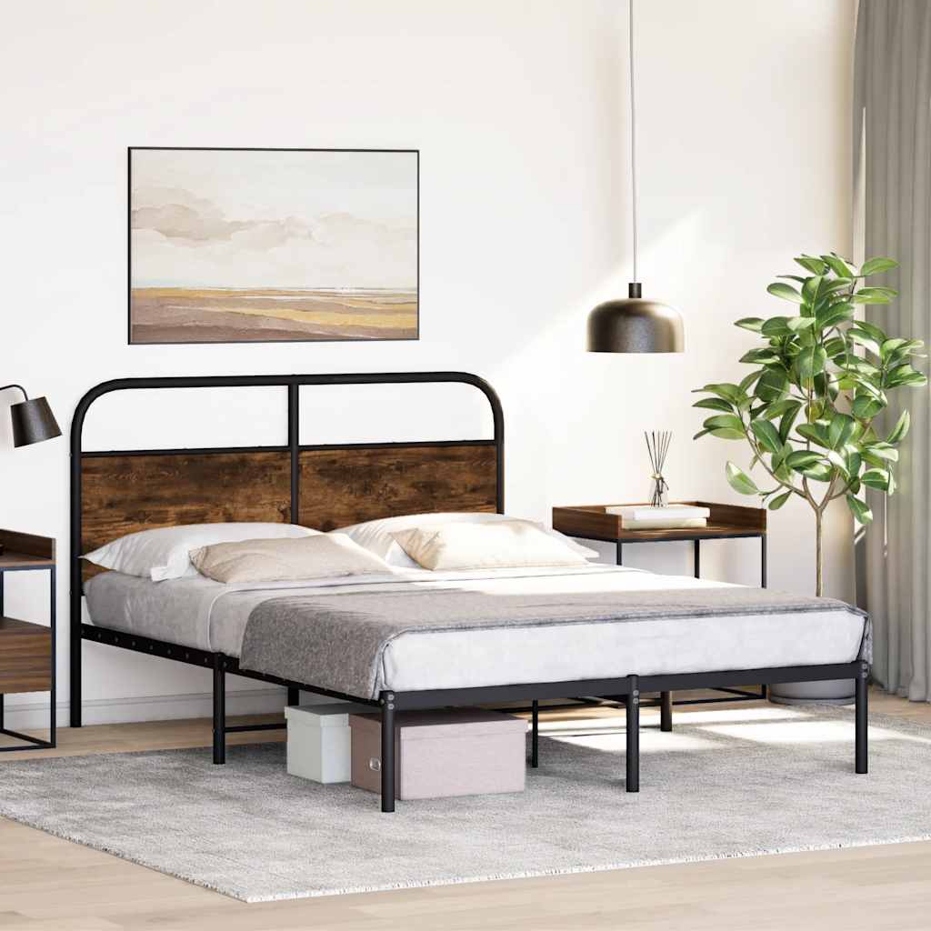 Bedframe zonder matras bewerkt hout gerookt eiken 120x190 cm is nu te koop bij PeponiXL, paradijselijk wonen!