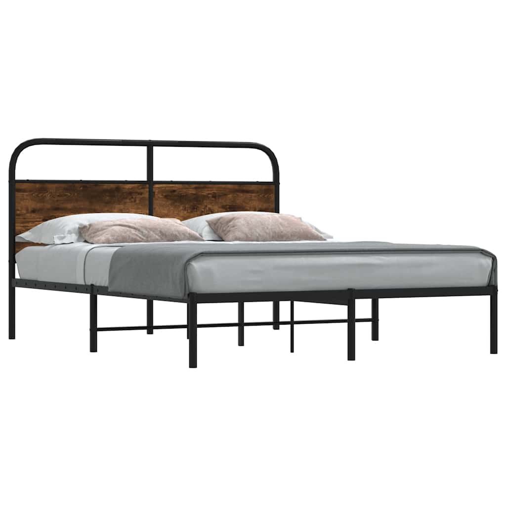Bedframe zonder matras bewerkt hout gerookt eiken 120x190 cm is nu te koop bij PeponiXL, paradijselijk wonen!