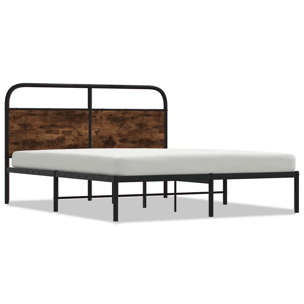 Bedframe zonder matras bewerkt hout gerookt eiken 150x200 cm is nu te koop bij PeponiXL, paradijselijk wonen!