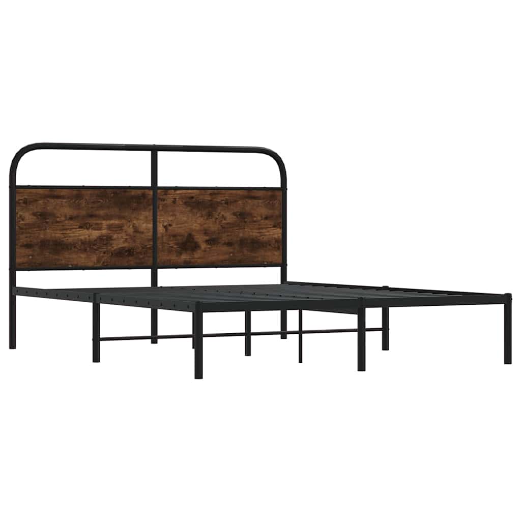 Bedframe zonder matras bewerkt hout gerookt eiken 150x200 cm is nu te koop bij PeponiXL, paradijselijk wonen!