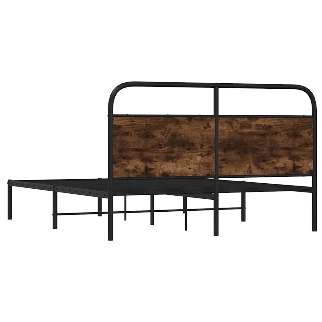 Bedframe zonder matras bewerkt hout gerookt eiken 150x200 cm is nu te koop bij PeponiXL, paradijselijk wonen!