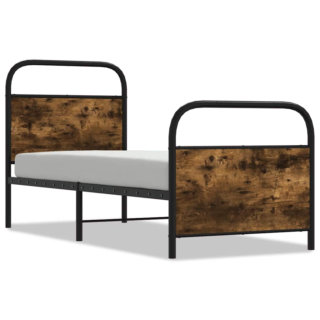 Bedframe zonder matras bewerkt hout gerookt eiken 75x190 cm is nu te koop bij PeponiXL, paradijselijk wonen!