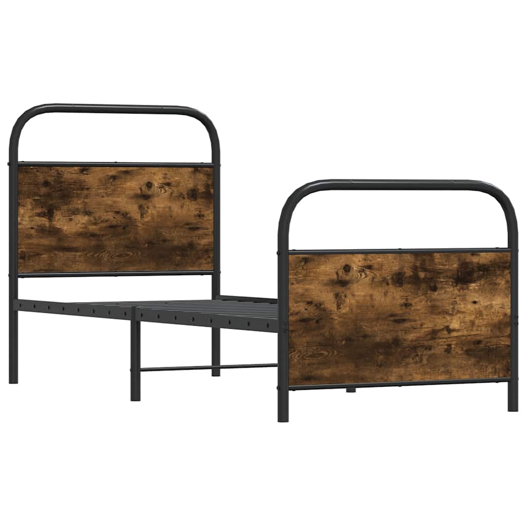 Bedframe zonder matras bewerkt hout gerookt eiken 75x190 cm is nu te koop bij PeponiXL, paradijselijk wonen!