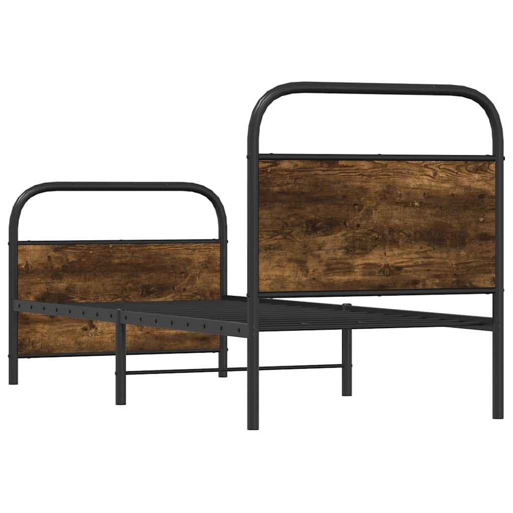 Bedframe zonder matras bewerkt hout gerookt eiken 75x190 cm is nu te koop bij PeponiXL, paradijselijk wonen!