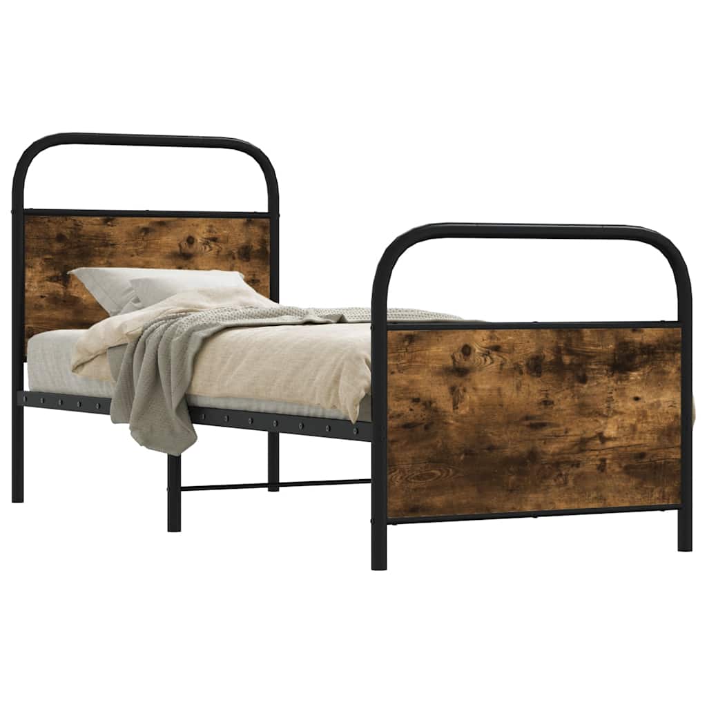 Bedframe zonder matras bewerkt hout gerookt eiken 75x190 cm is nu te koop bij PeponiXL, paradijselijk wonen!