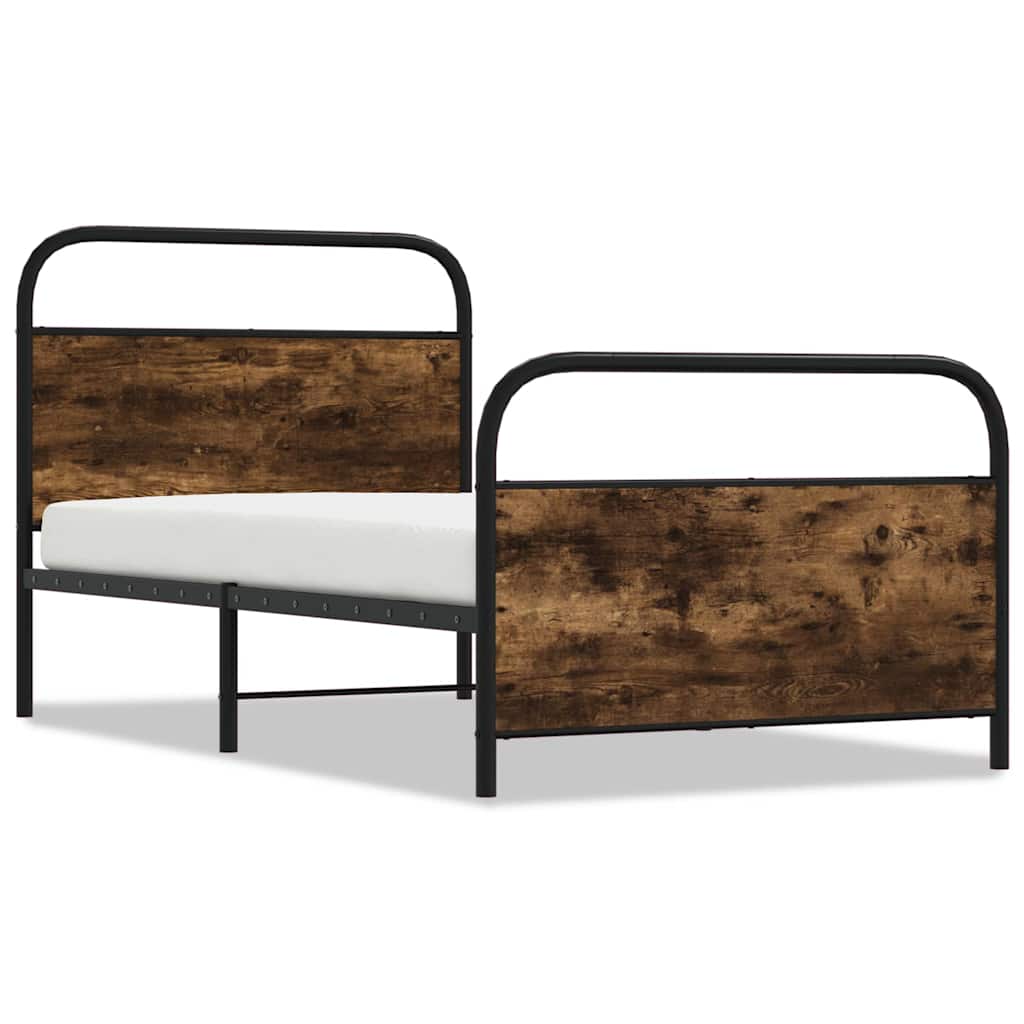 Bedframe zonder matras bewerkt hout gerookt eiken 90x190 cm is nu te koop bij PeponiXL, paradijselijk wonen!