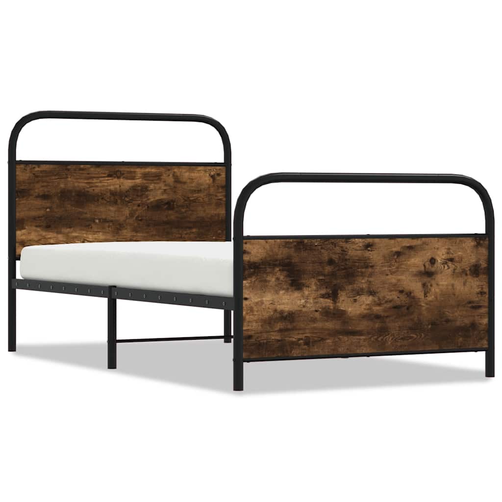 Bedframe zonder matras bewerkt hout gerookt eiken 100x200 cm is nu te koop bij PeponiXL, paradijselijk wonen!