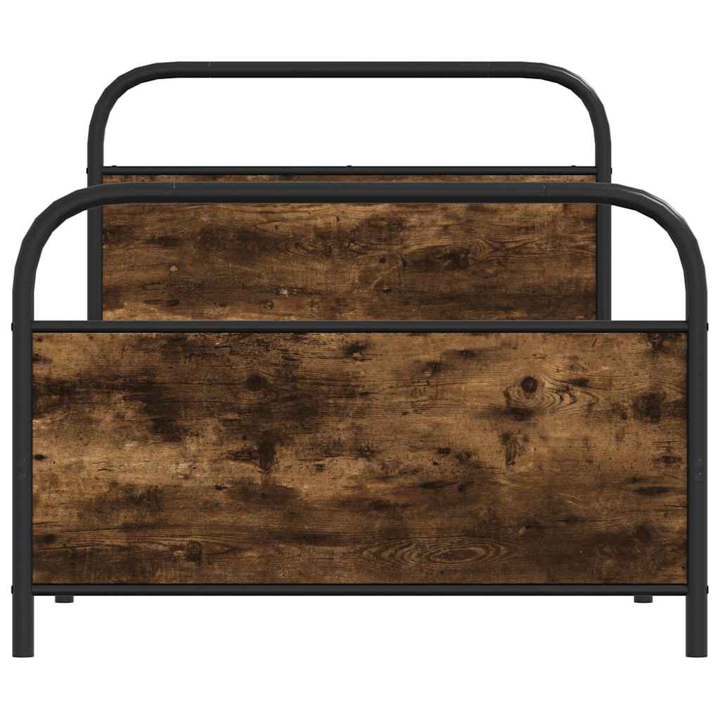 Bedframe zonder matras bewerkt hout gerookt eiken 100x200 cm is nu te koop bij PeponiXL, paradijselijk wonen!