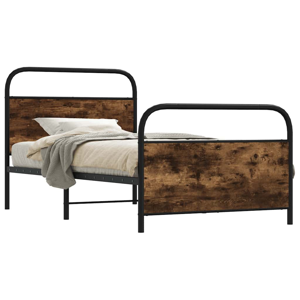 Bedframe zonder matras bewerkt hout gerookt eiken 107x203 cm is nu te koop bij PeponiXL, paradijselijk wonen!