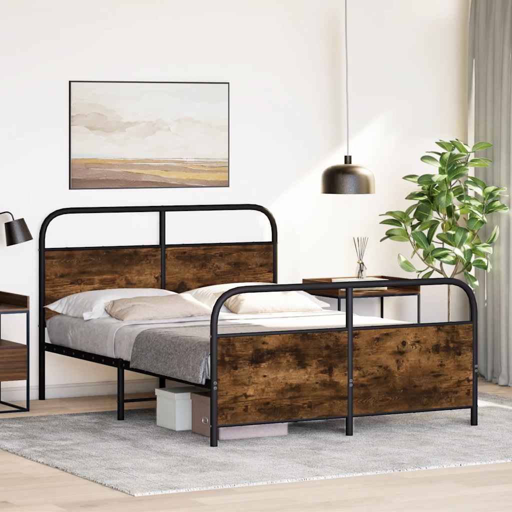 Bedframe zonder matras bewerkt hout gerookt eiken 120x200 cm is nu te koop bij PeponiXL, paradijselijk wonen!