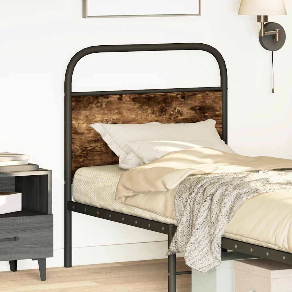 Vervangend hoofdbord 80 cm staal en bewerkt hout gerookt eikenkleurig is nu te koop bij PeponiXL, paradijselijk wonen!
