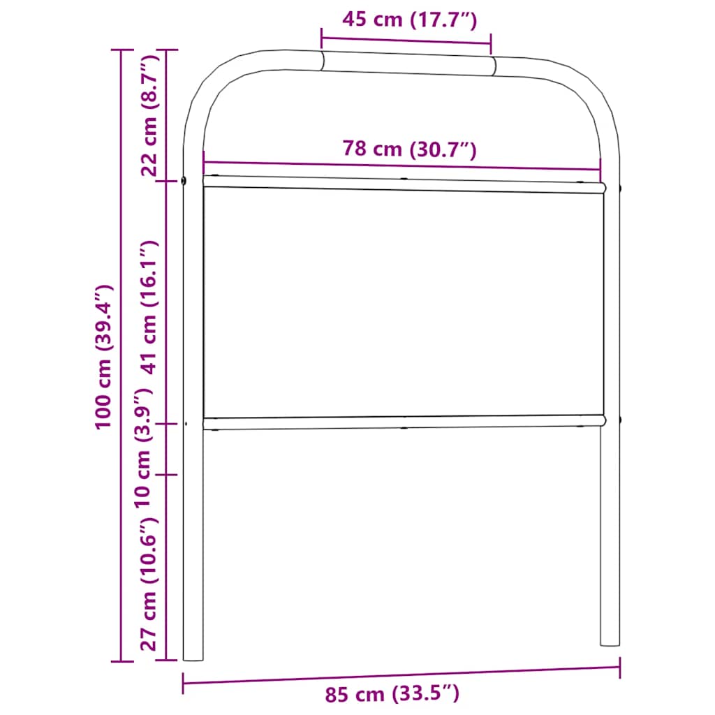 Vervangend hoofdbord 80 cm staal en bewerkt hout gerookt eikenkleurig is nu te koop bij PeponiXL, paradijselijk wonen!
