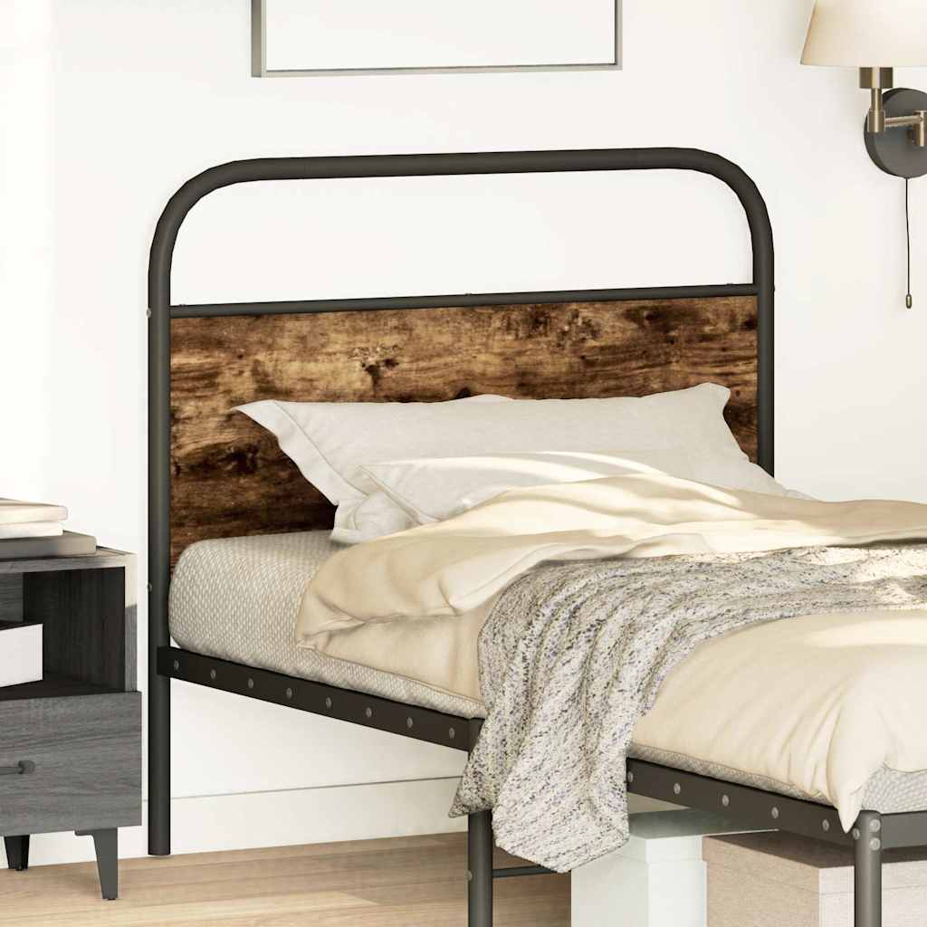 Vervangend hoofdbord 90 cm staal en bewerkt hout gerookt eikenkleurig is nu te koop bij PeponiXL, paradijselijk wonen!