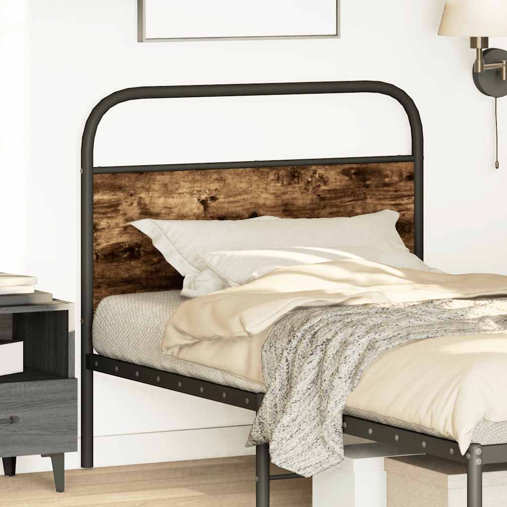 Vervangend hoofdbord 107 cm staal en bewerkt hout gerookt eikenkleurig is nu te koop bij PeponiXL, paradijselijk wonen!
