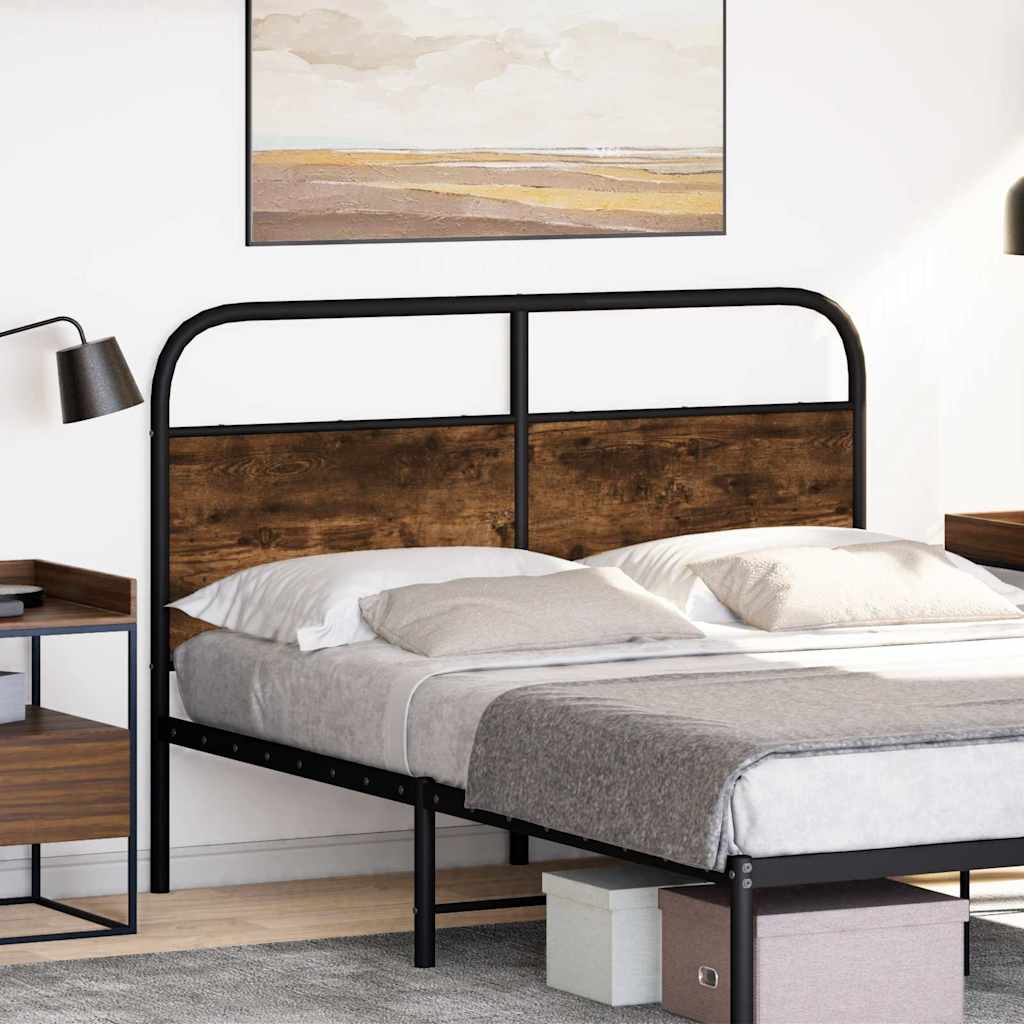 Vervangend hoofdbord 120 cm staal en bewerkt hout gerookt eikenkleurig is nu te koop bij PeponiXL, paradijselijk wonen!