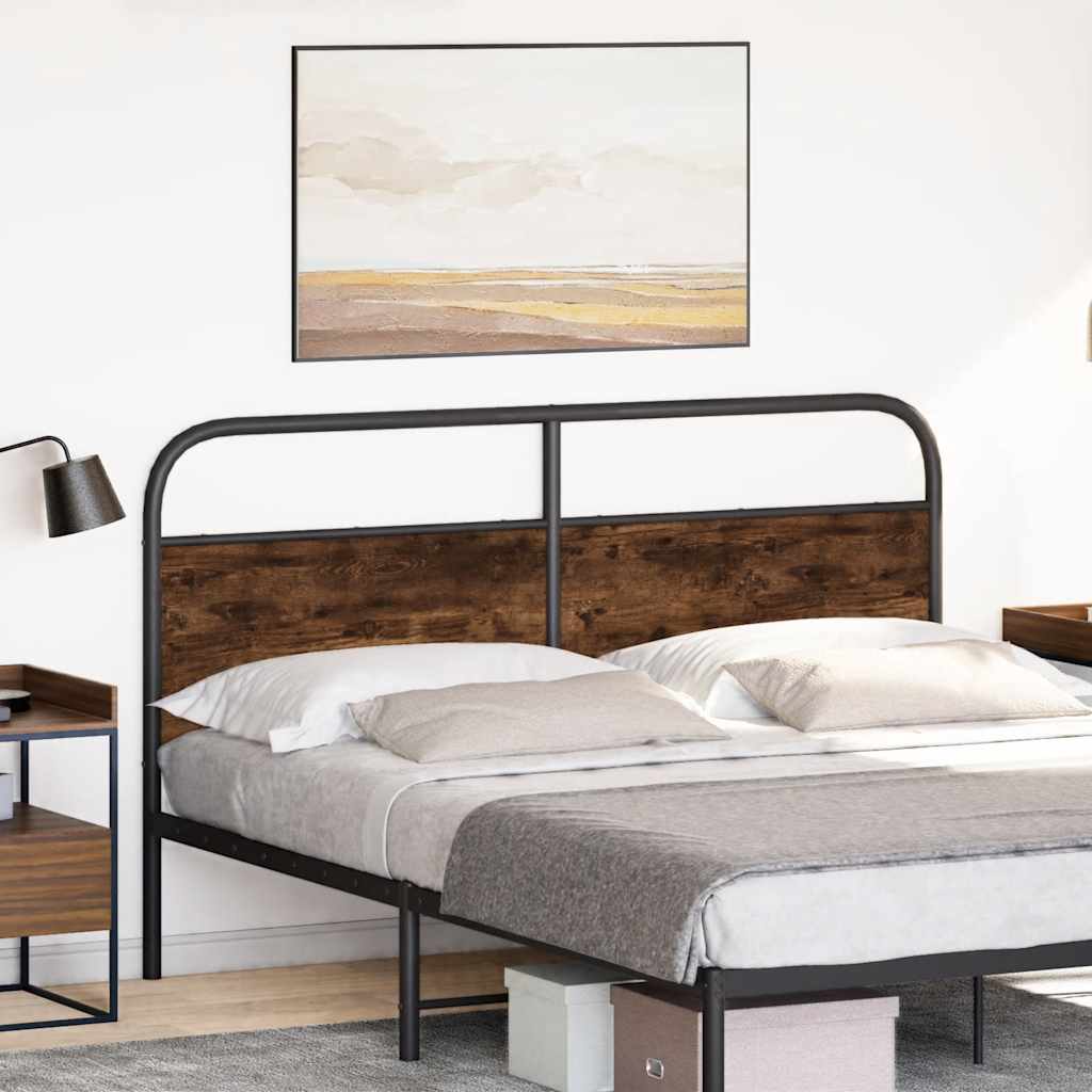 Vervangend hoofdbord 160 cm staal en bewerkt hout gerookt eikenkleurig is nu te koop bij PeponiXL, paradijselijk wonen!