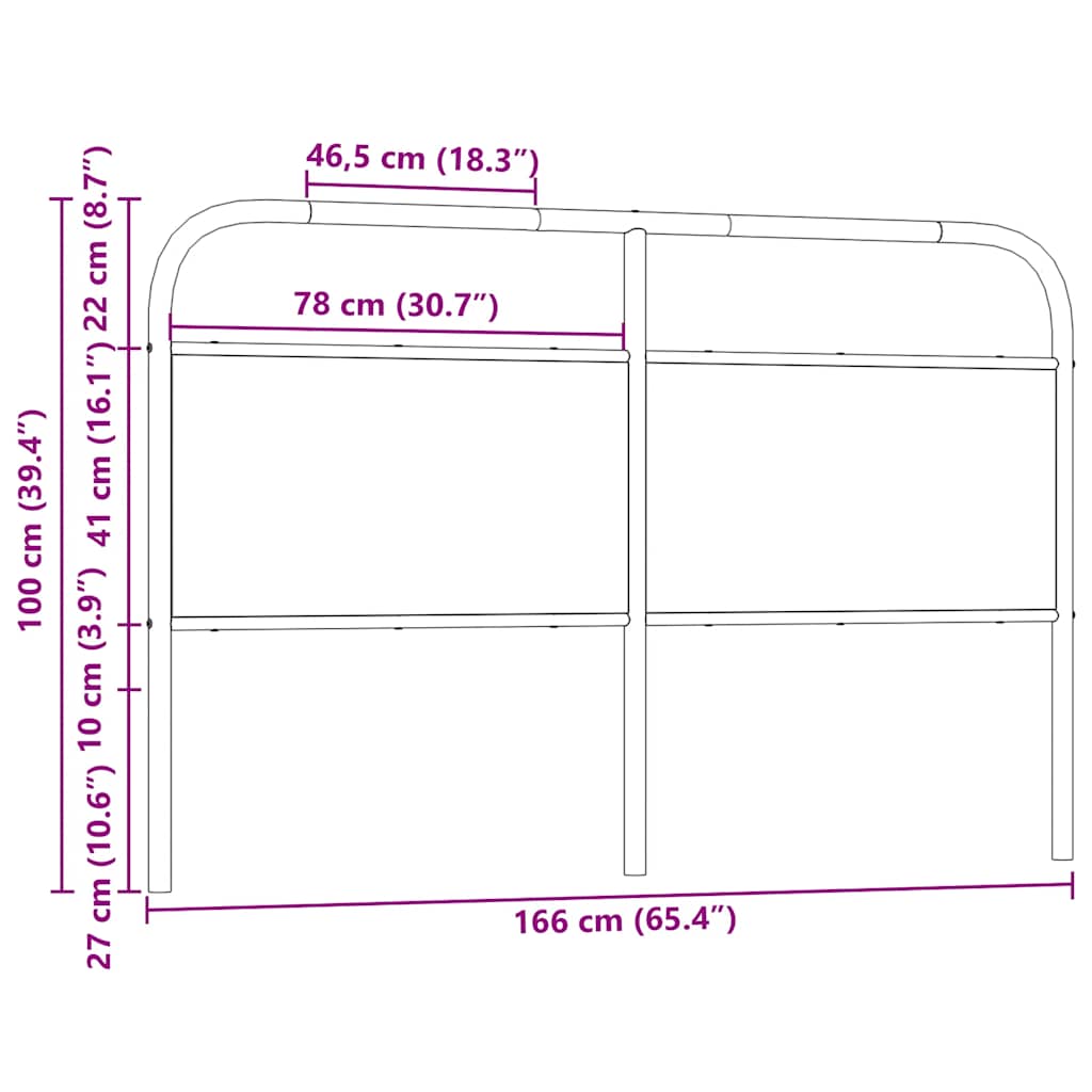 Vervangend hoofdbord 160 cm staal en bewerkt hout gerookt eikenkleurig is nu te koop bij PeponiXL, paradijselijk wonen!