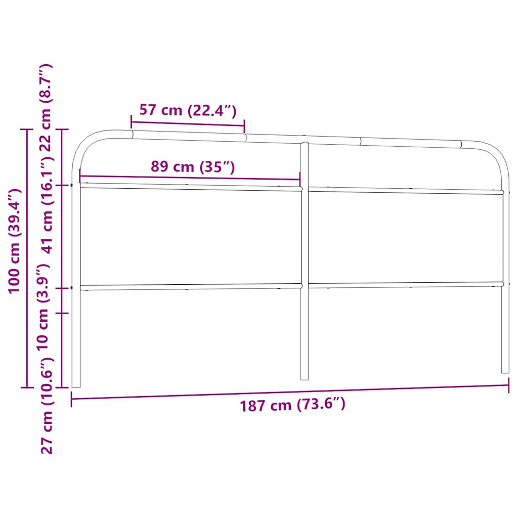 Vervangend hoofdbord 180 cm staal en bewerkt hout gerookt eikenkleurig is nu te koop bij PeponiXL, paradijselijk wonen!
