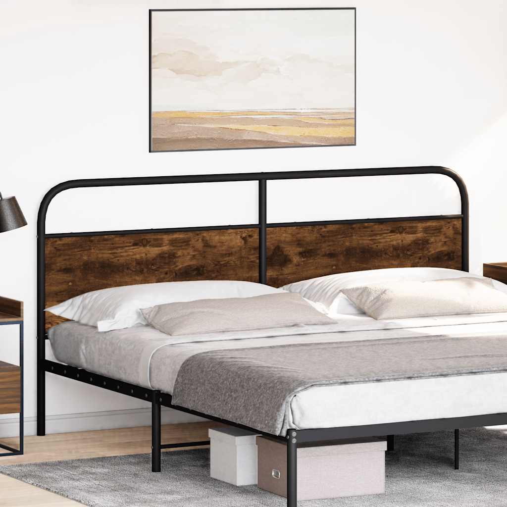 Vervangend hoofdbord 190 cm staal en bewerkt hout gerookt eikenkleurig is nu te koop bij PeponiXL, paradijselijk wonen!
