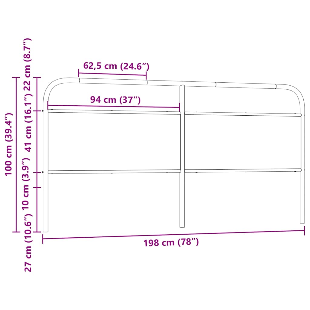 Vervangend hoofdbord 190 cm staal en bewerkt hout gerookt eikenkleurig is nu te koop bij PeponiXL, paradijselijk wonen!