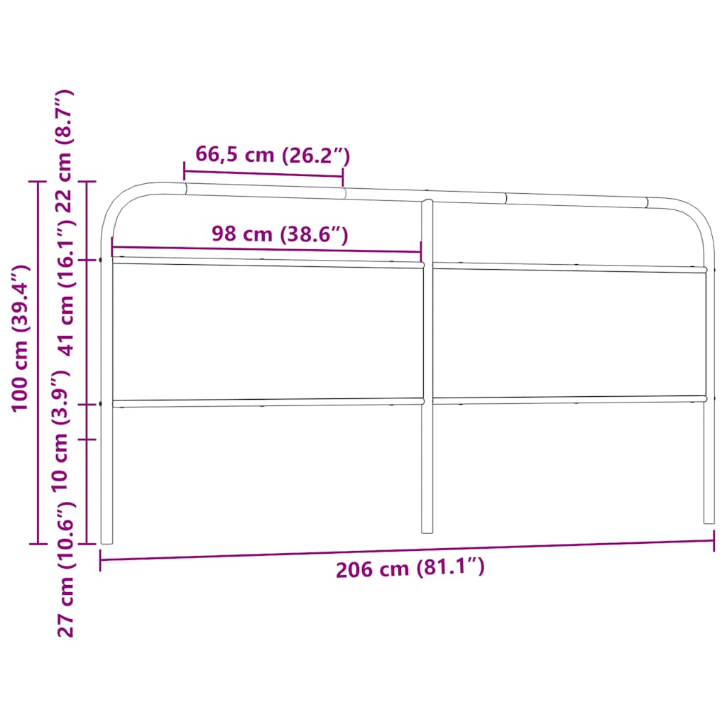 Vervangend hoofdbord 200 cm staal en bewerkt hout gerookt eikenkleurig is nu te koop bij PeponiXL, paradijselijk wonen!
