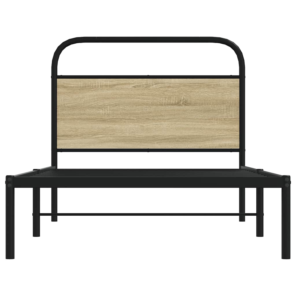 Bedframe zonder matras bewerkt hout sonoma eikenkleur 90x190 cm is nu te koop bij PeponiXL, paradijselijk wonen!