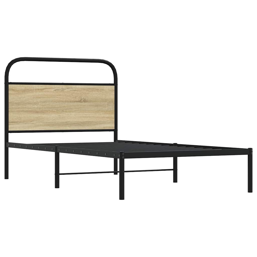 Bedframe zonder matras bewerkt hout sonoma eikenkleur 90x190 cm is nu te koop bij PeponiXL, paradijselijk wonen!