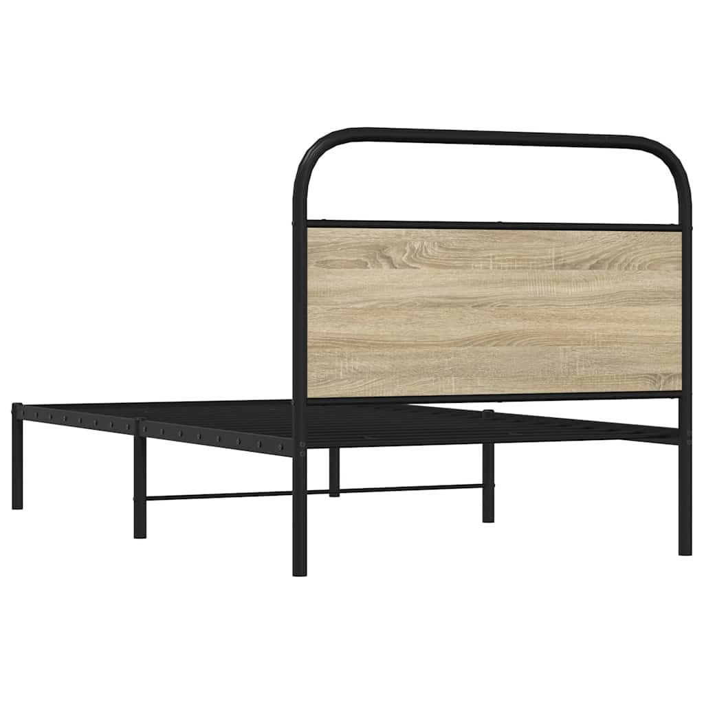 Bedframe zonder matras bewerkt hout sonoma eikenkleur 90x190 cm is nu te koop bij PeponiXL, paradijselijk wonen!