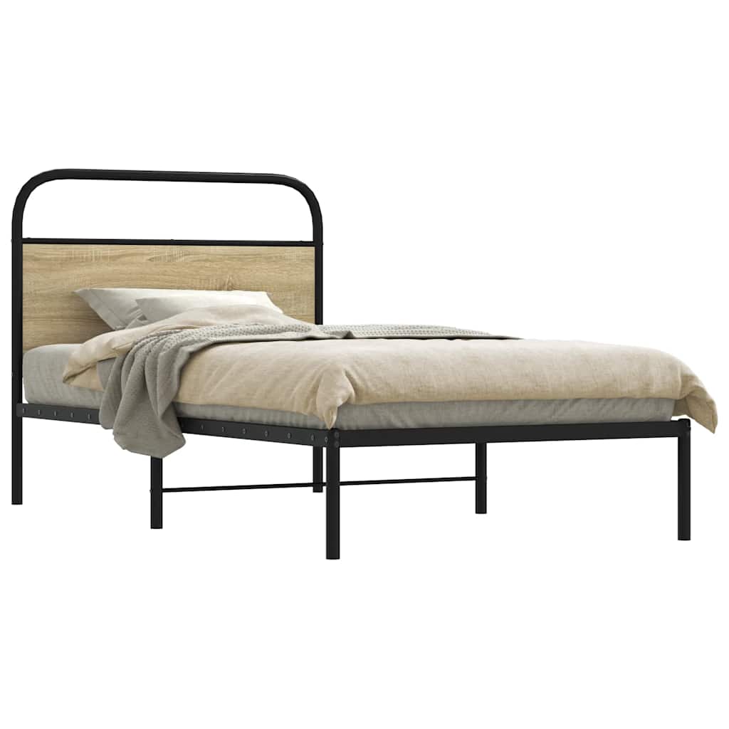 Bedframe zonder matras bewerkt hout sonoma eikenkleur 90x190 cm is nu te koop bij PeponiXL, paradijselijk wonen!