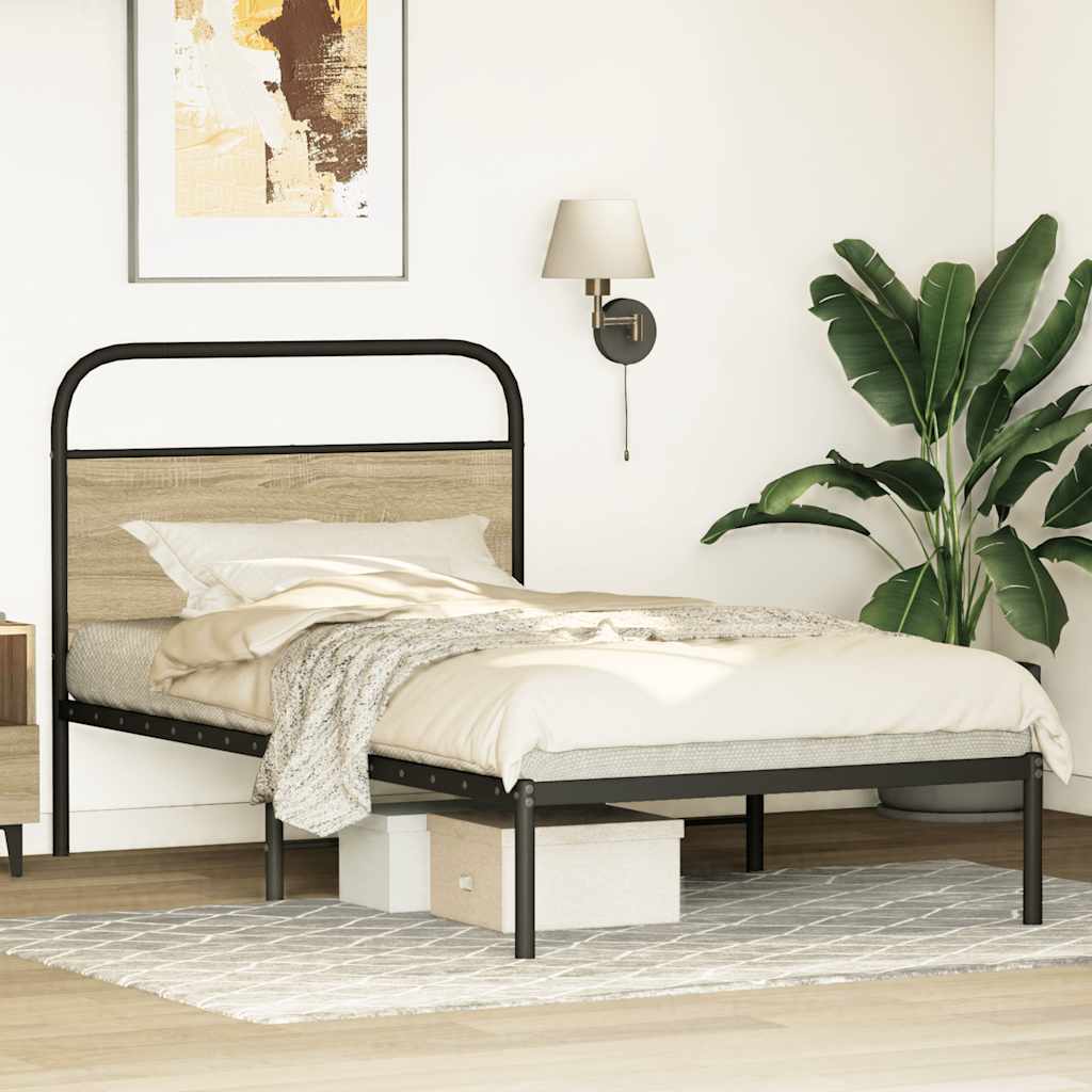 Bedframe zonder matras bewerkt hout sonoma eikenkleur 90x200 cm is nu te koop bij PeponiXL, paradijselijk wonen!
