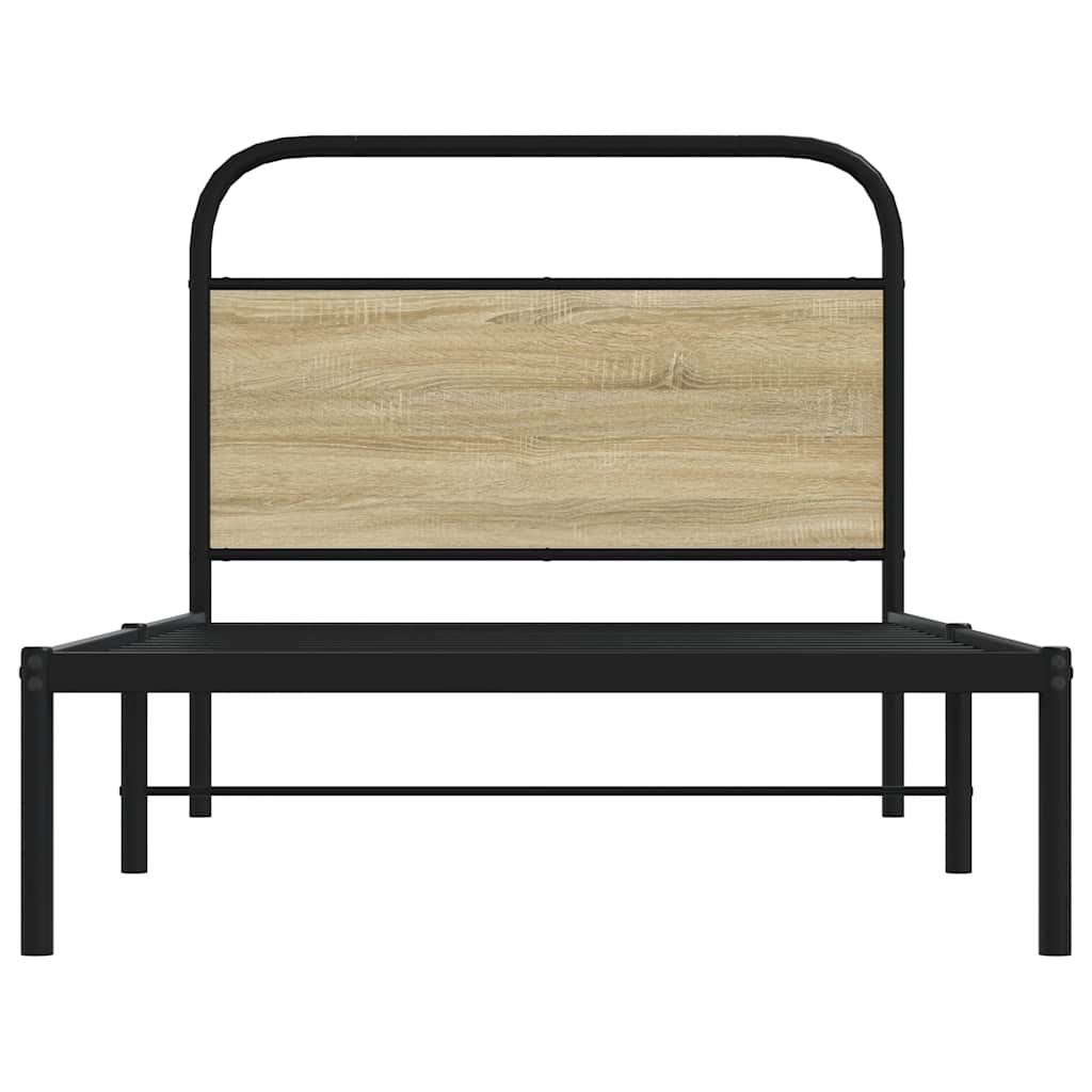 Bedframe zonder matras bewerkt hout sonoma eikenkleur 90x200 cm is nu te koop bij PeponiXL, paradijselijk wonen!