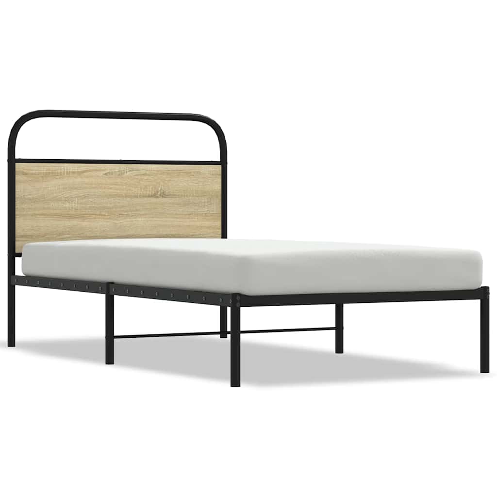 Bedframe zonder matras bewerkt hout sonoma eikenkleur 100x200cm is nu te koop bij PeponiXL, paradijselijk wonen!
