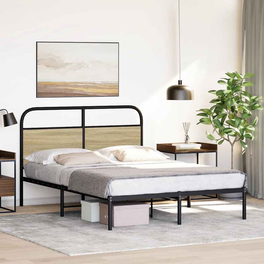 Bedframe zonder matras bewerkt hout sonoma eikenkleur 120x200cm is nu te koop bij PeponiXL, paradijselijk wonen!