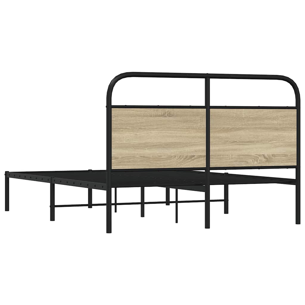 Bedframe zonder matras bewerkt hout sonoma eikenkleur 120x200cm is nu te koop bij PeponiXL, paradijselijk wonen!