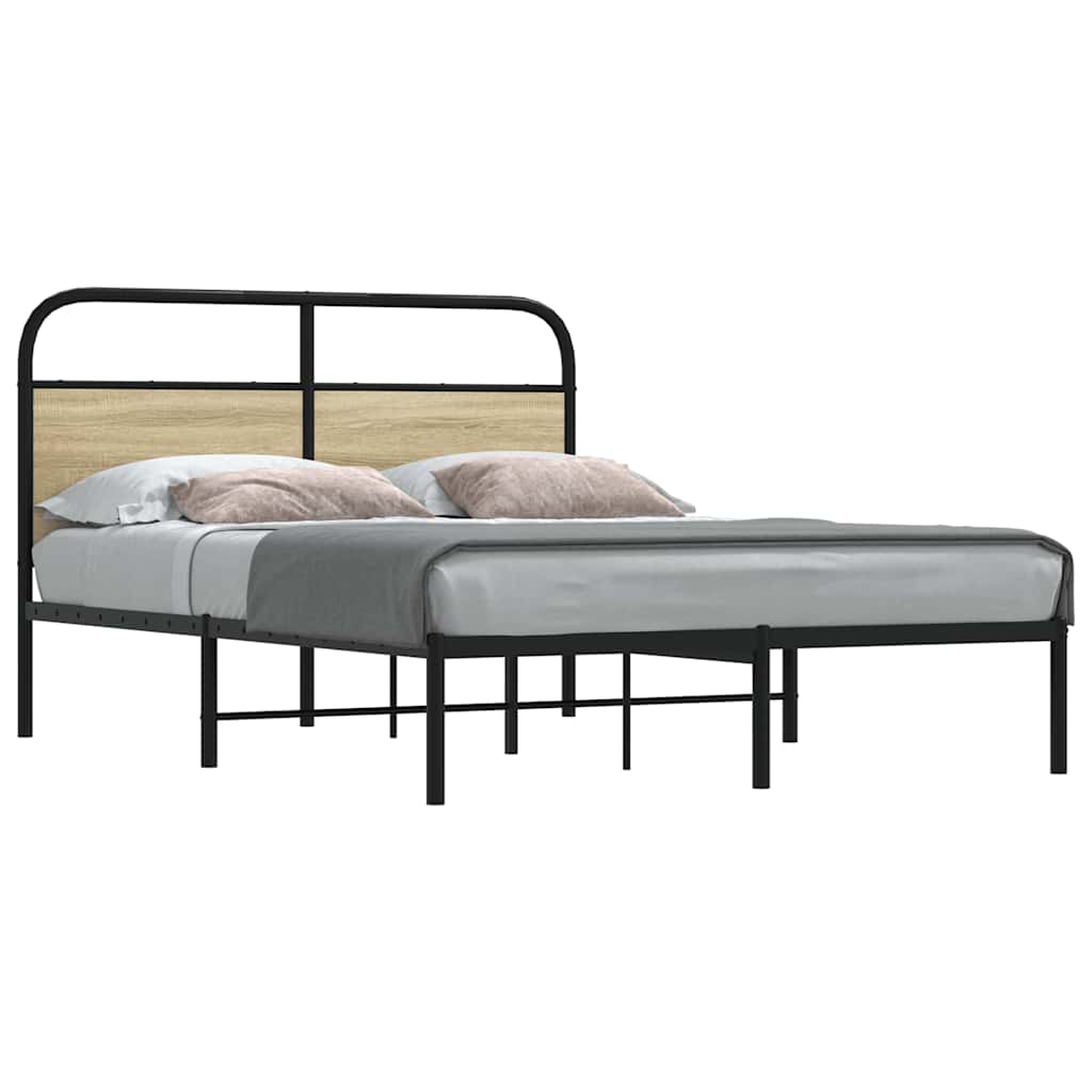 Bedframe zonder matras bewerkt hout sonoma eikenkleur 120x200cm is nu te koop bij PeponiXL, paradijselijk wonen!