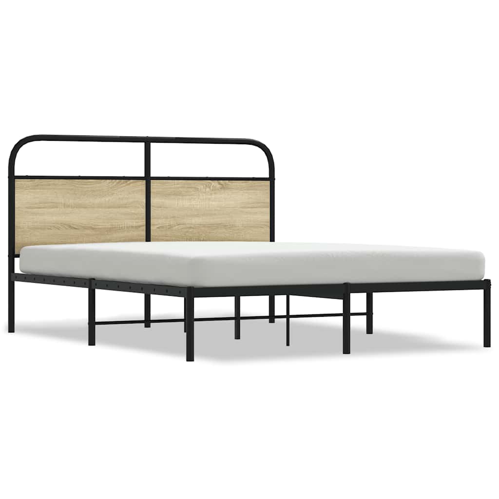 Bedframe zonder matras bewerkt hout sonoma eikenkleur 150x200cm is nu te koop bij PeponiXL, paradijselijk wonen!