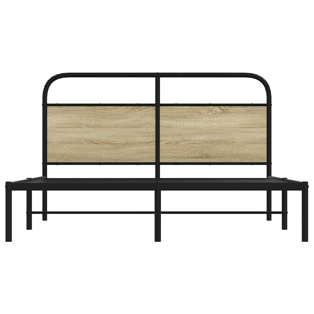 Bedframe zonder matras bewerkt hout sonoma eikenkleur 150x200cm is nu te koop bij PeponiXL, paradijselijk wonen!