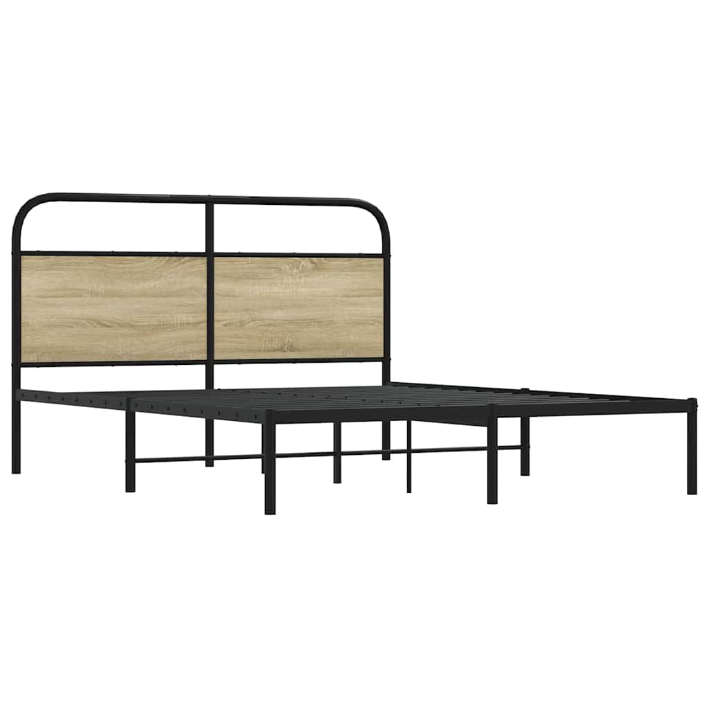 Bedframe zonder matras bewerkt hout sonoma eikenkleur 150x200cm is nu te koop bij PeponiXL, paradijselijk wonen!