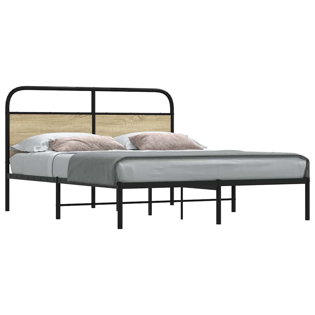 Bedframe zonder matras bewerkt hout sonoma eikenkleur 150x200cm is nu te koop bij PeponiXL, paradijselijk wonen!