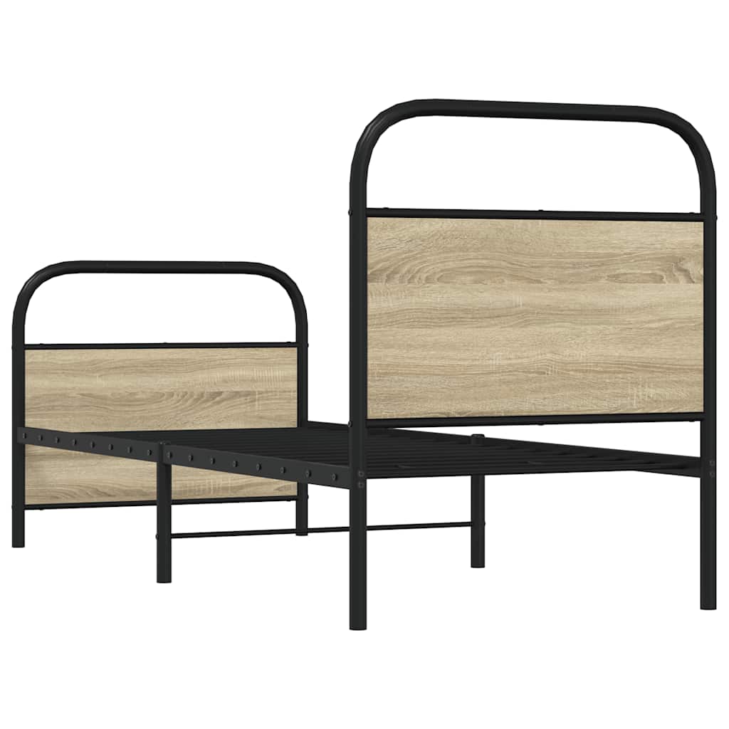 Bedframe zonder matras bewerkt hout sonoma eikenkleur 75x190 cm is nu te koop bij PeponiXL, paradijselijk wonen!
