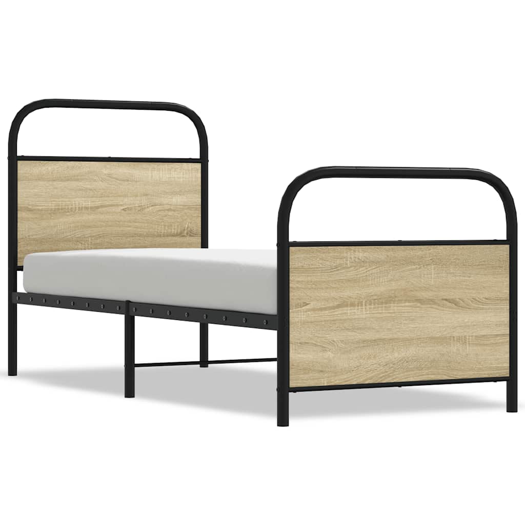 Bedframe zonder matras bewerkt hout sonoma eikenkleur 80x200 cm is nu te koop bij PeponiXL, paradijselijk wonen!