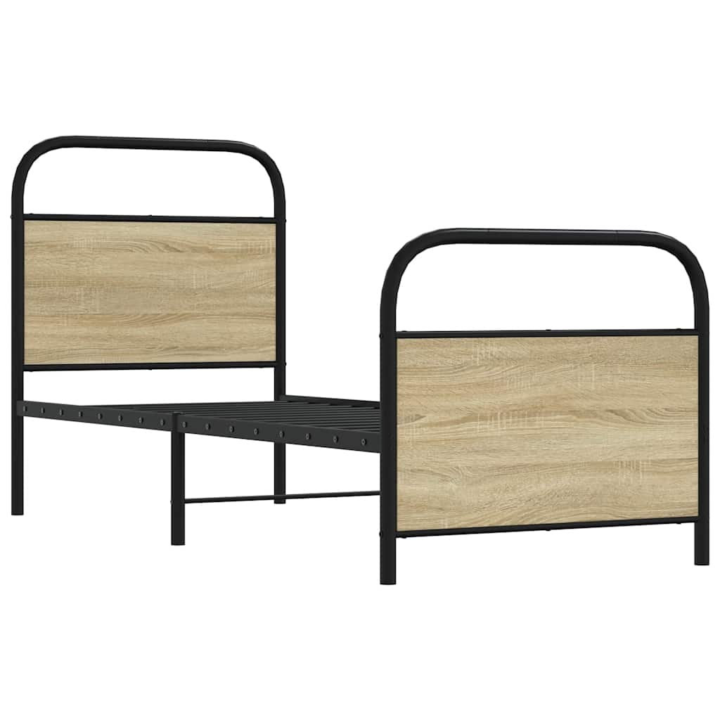Bedframe zonder matras bewerkt hout sonoma eikenkleur 80x200 cm is nu te koop bij PeponiXL, paradijselijk wonen!