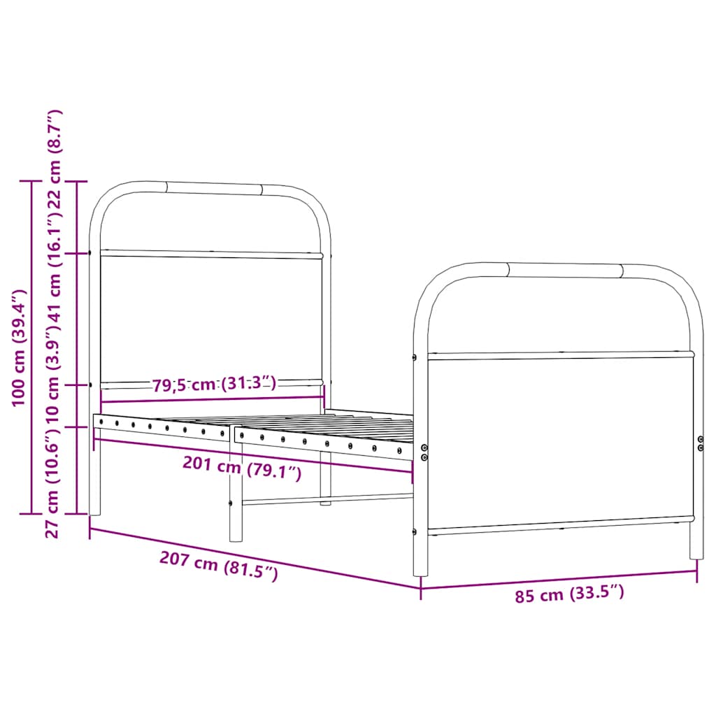 Bedframe zonder matras bewerkt hout sonoma eikenkleur 80x200 cm is nu te koop bij PeponiXL, paradijselijk wonen!
